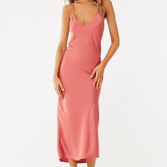 Forever 21 Cowl Neck Midi Silk Dress - Picture 1 of 12
